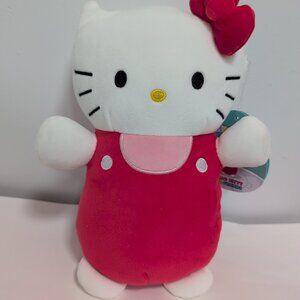 Hello Kitty Squishmallows HugMees Hello Kitty Red and Pink Overalls 10'' Plush